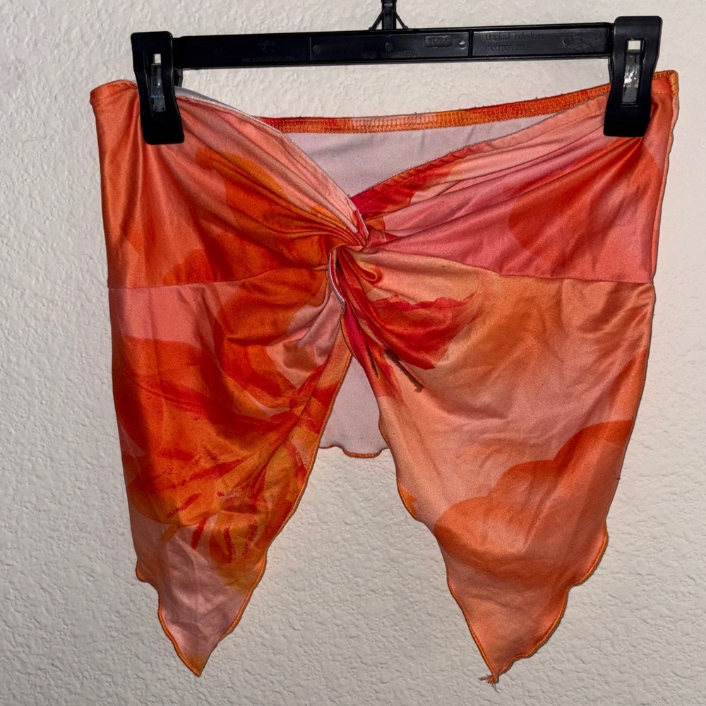 SHEIN Orange and Red Twist Front Top